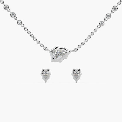 Guru Jewel's Fabulous Fancy Shaped Diamond Studded Silver Pendant Set For Her