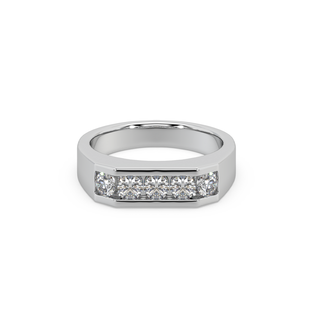 3.8mm Round Channel Round Diamond Gents Ring For Him