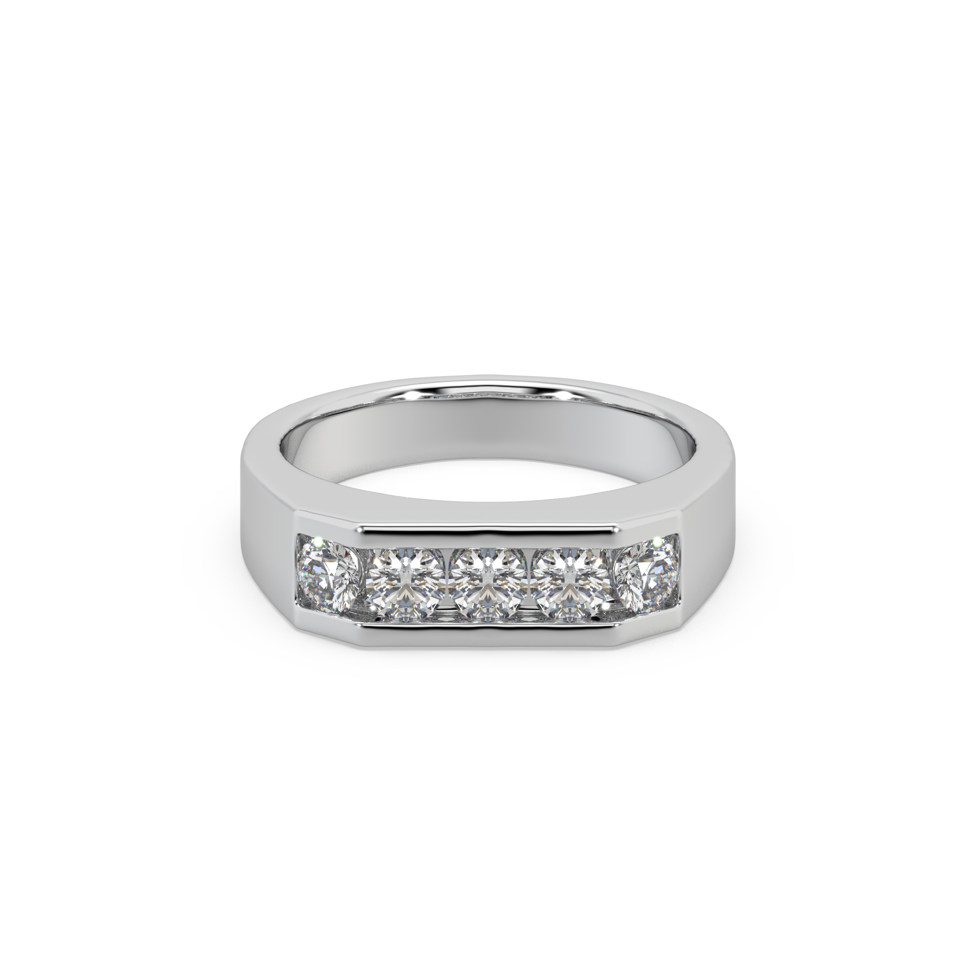 3.8mm Round Channel Round Diamond Gents Ring For Him