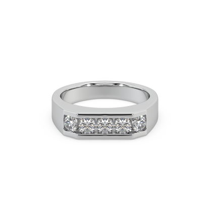 3.8mm Round Channel Moissanite Gents Ring For Him
