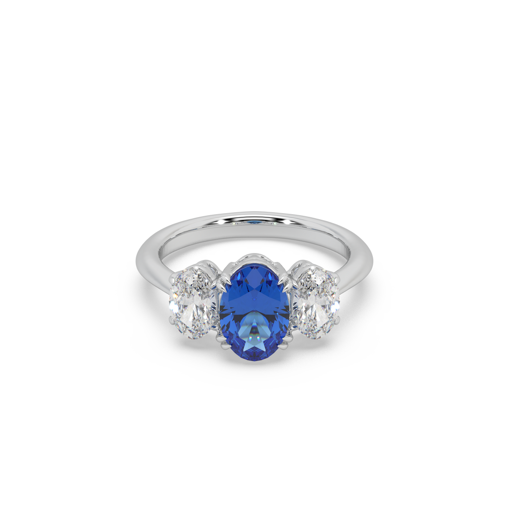 Exclusive Oval Shape Stone 925 Silver And Fancy Diamond Studded Ladies Ring For Her