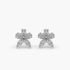 Guru Jewel's Fancy Shaped Diamond Studded Devastating Silver Earrings For Her