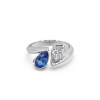 Classic Pear Cut 0.80 CT And Stone 925 Silver And Fancy Diamond Studded Ladies Ring For Her