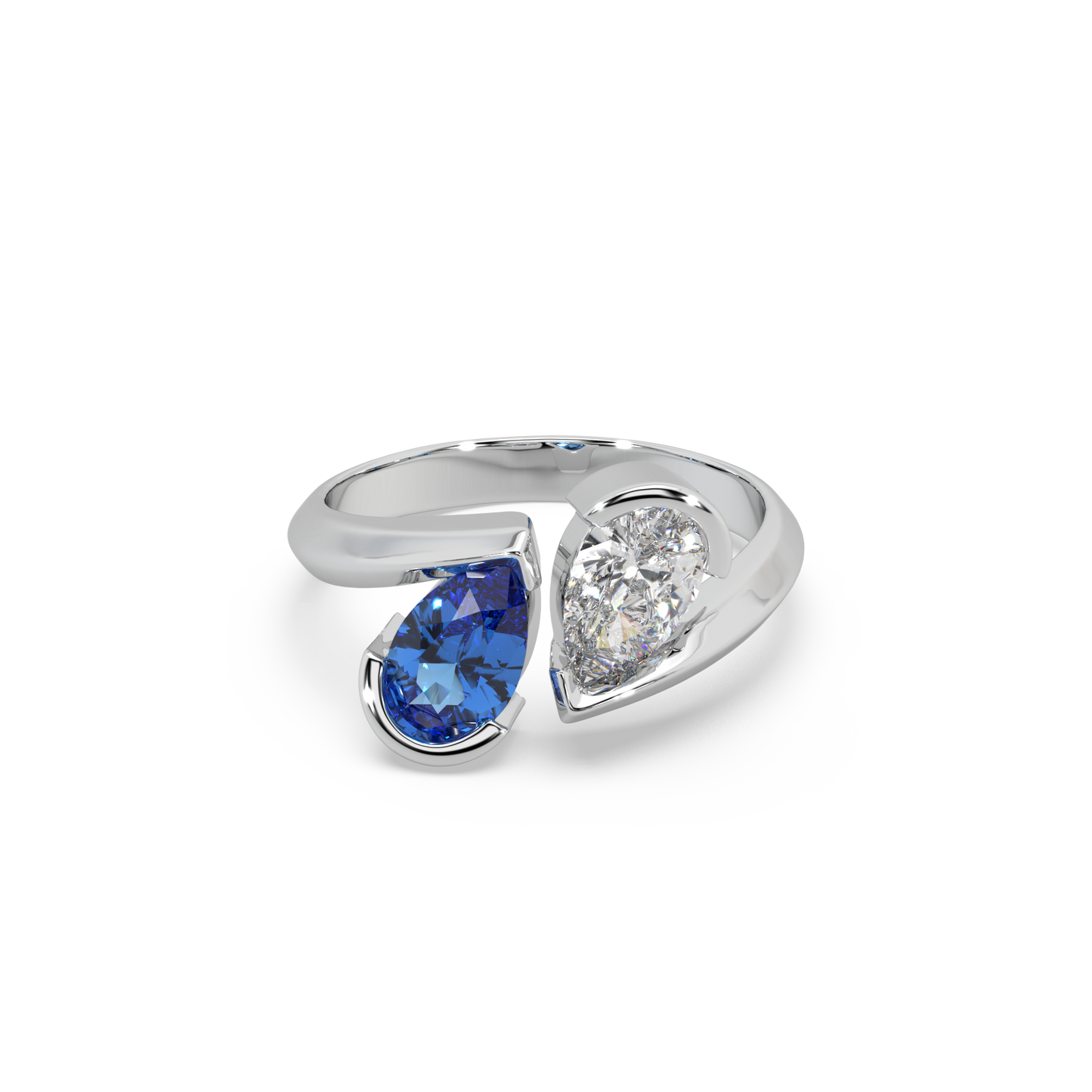 Classic Pear Cut 0.80 CT And Stone 925 Silver And Fancy Diamond Studded Ladies Ring For Her