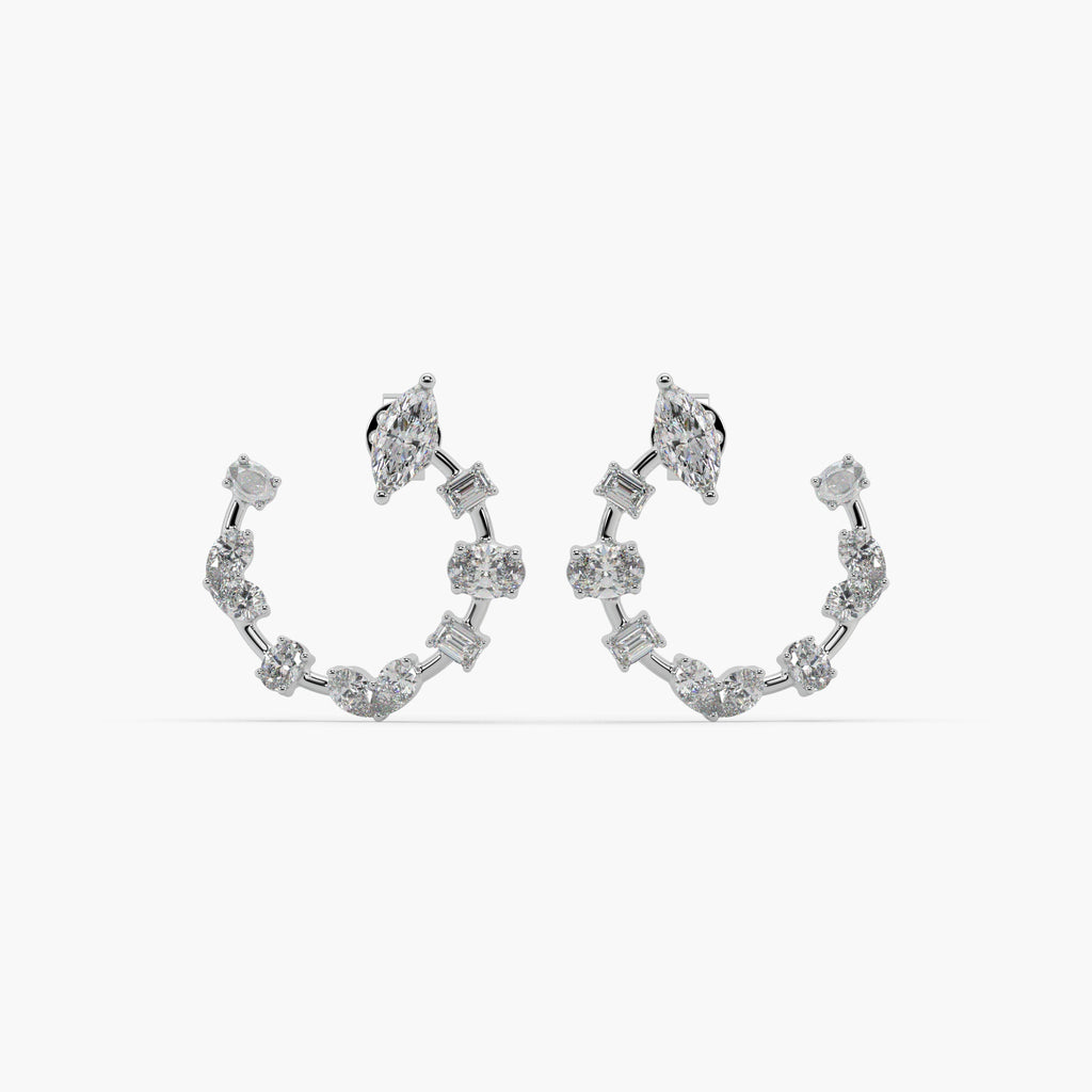 Guru Jewel's Fancy Diamond Studded Astonishing Silver Earrings For Her