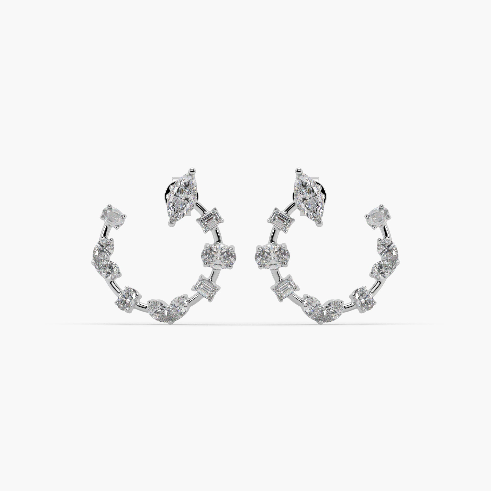 Guru Jewel's Fancy Diamond Studded Astonishing Silver Earrings For Her