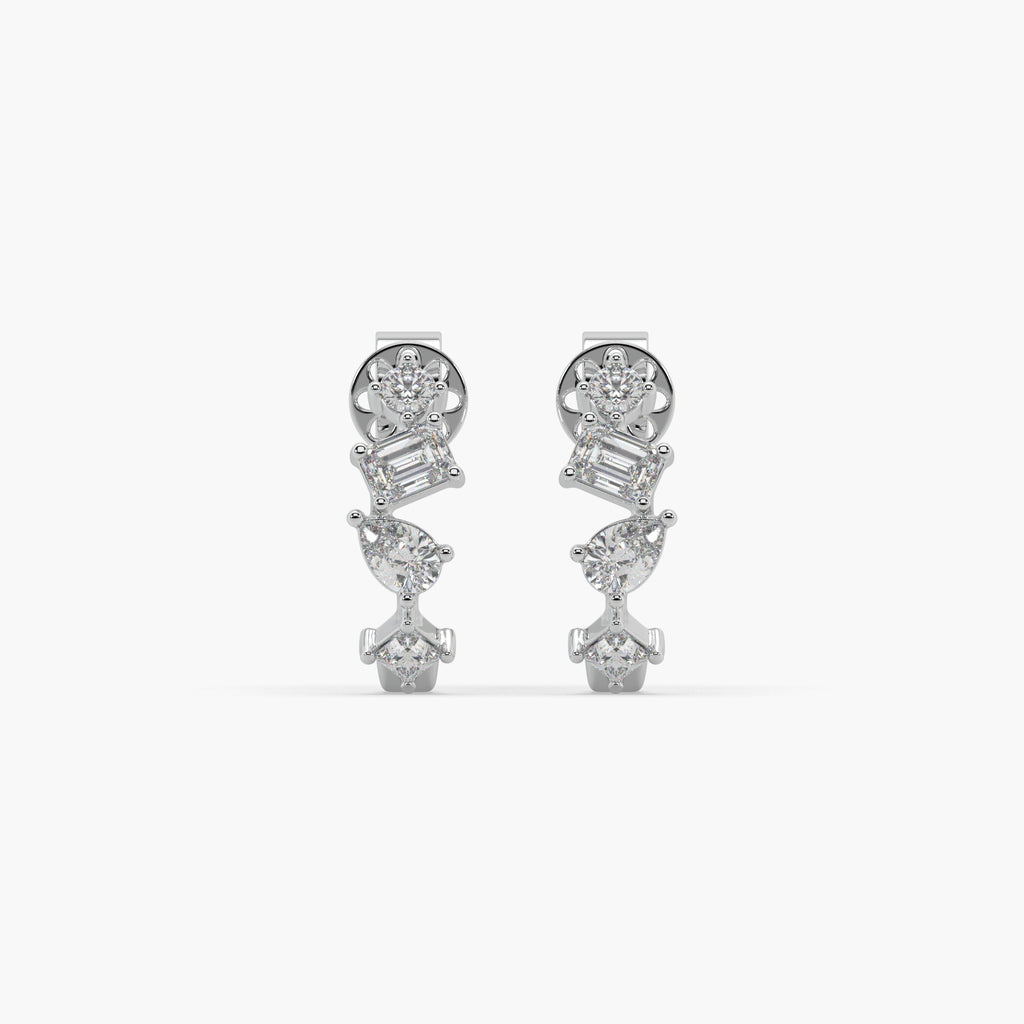 Guru Jewel's Multi Shape Diamond Studded Fascinating Silver Earrings For Her