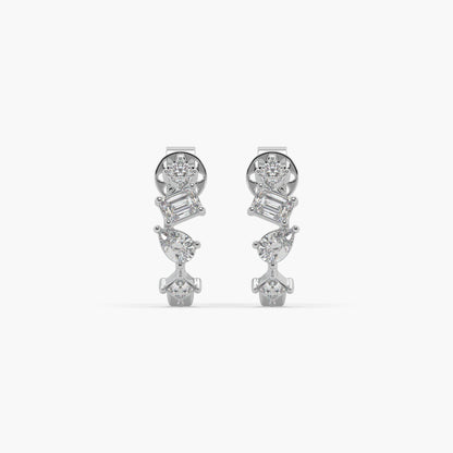 Guru Jewel's Multi Shape Diamond Studded Fascinating Silver Earrings For Her