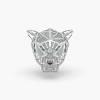 Guru Jewel's Exclusive Panther Style Round Diamond Studded Silver Ring For Him
