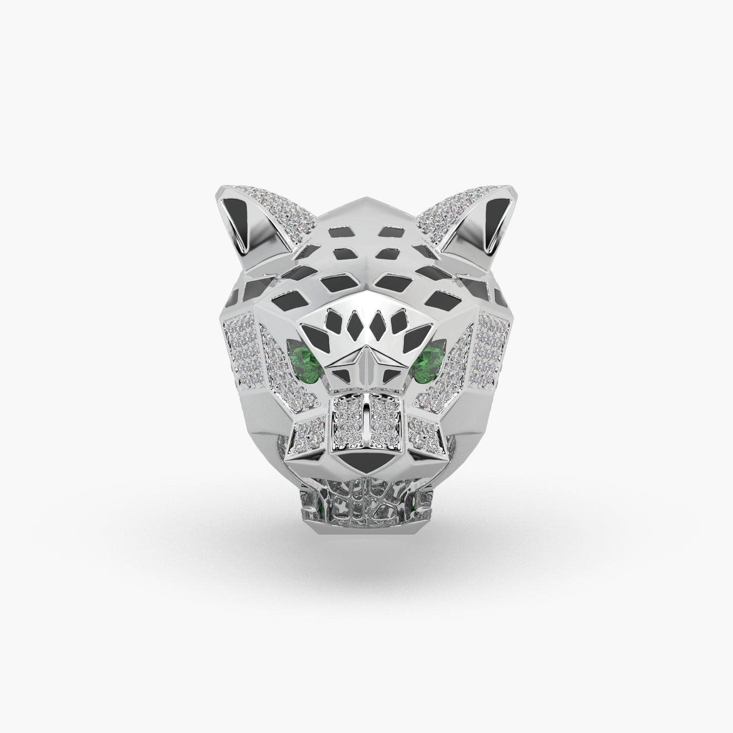 Guru Jewel's Devastating Panther Style Round Diamond Studded Silver Ring For Him