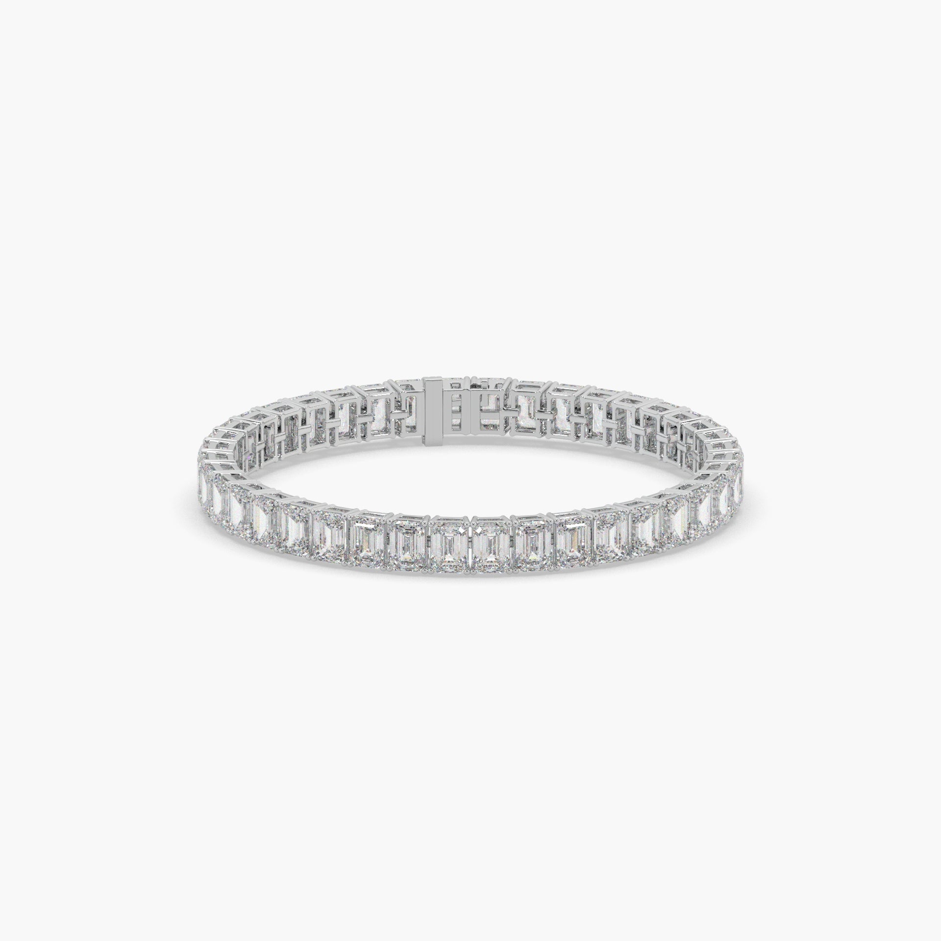 Guru Jewel's Alluring Emerald Diamond Studded Silver Tennis Bracelet