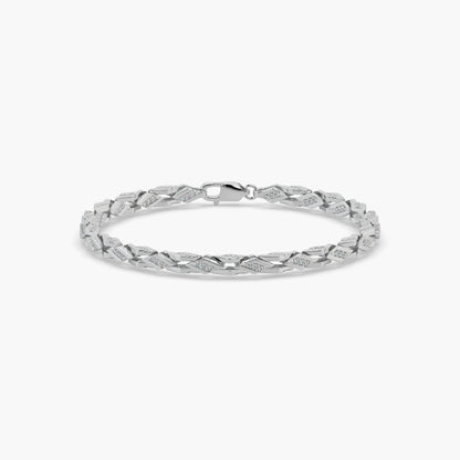 Guru Jewel's Exclusive Round Diamond Studded Tennis Silver Bracelet