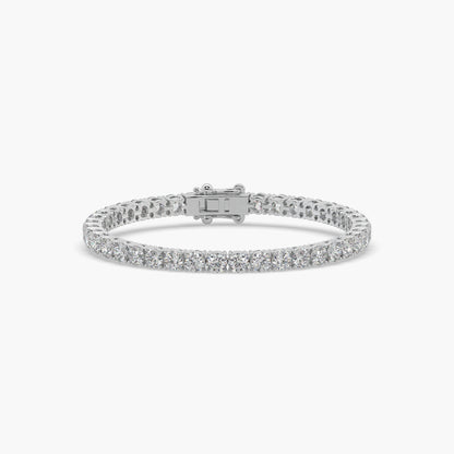 Guru Jewel's Glamorous 4.00 MM Round Solitaire Diamond Studded Silver Tennis Bracelet