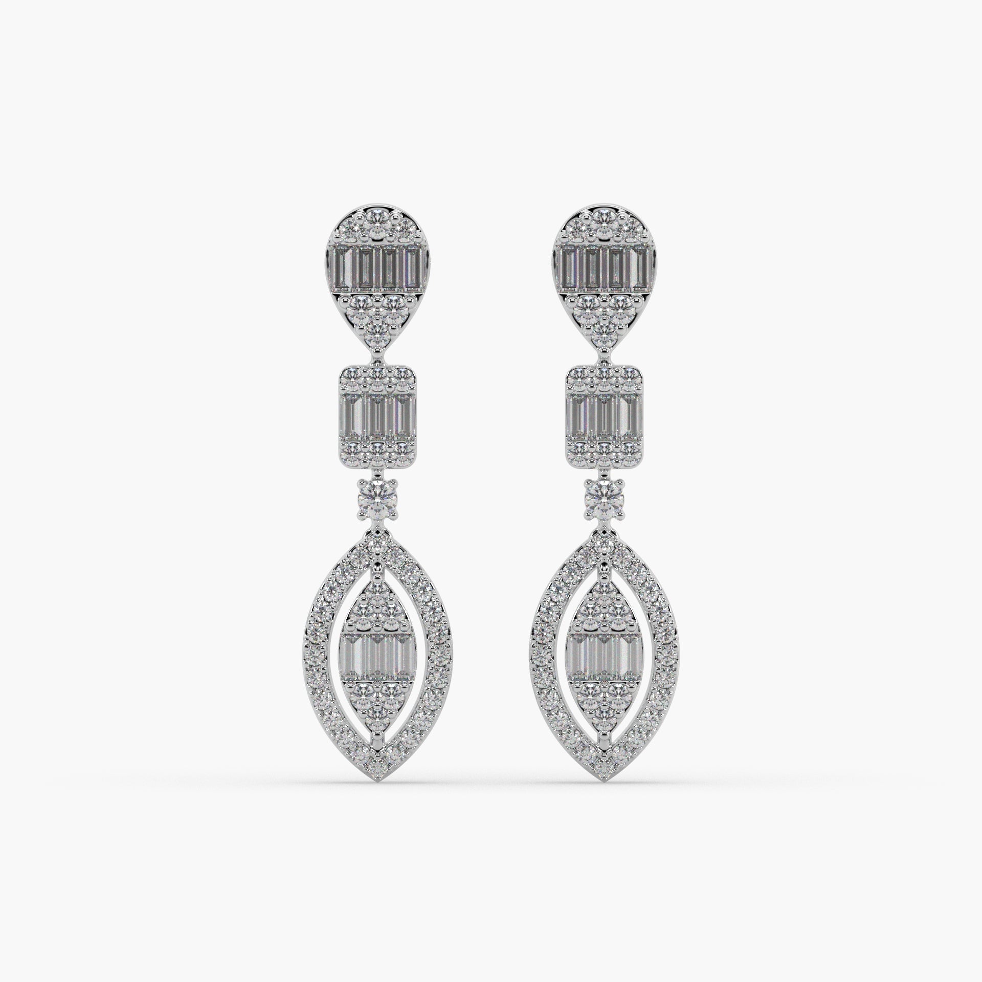 Guru Jewel's Diamond Studded Alluring Silver Earrings For Her