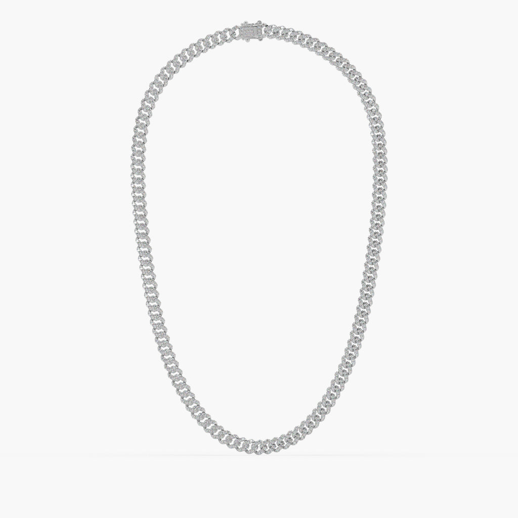 Guru Jewel's Round Diamond Studded Exclusive Silver Cuban Chain For Him