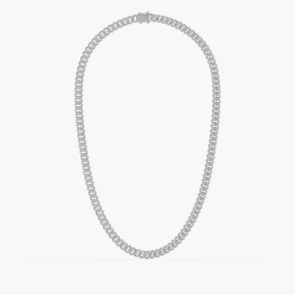 Guru Jewel's Round Diamond Studded Exclusive Silver Cuban Chain For Him