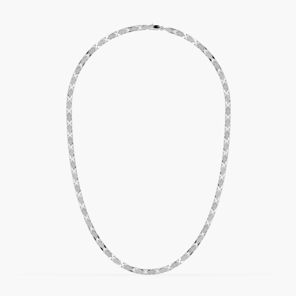 Guru Jewel's Fascinating Round Diamond Studded Silver Chain For Him