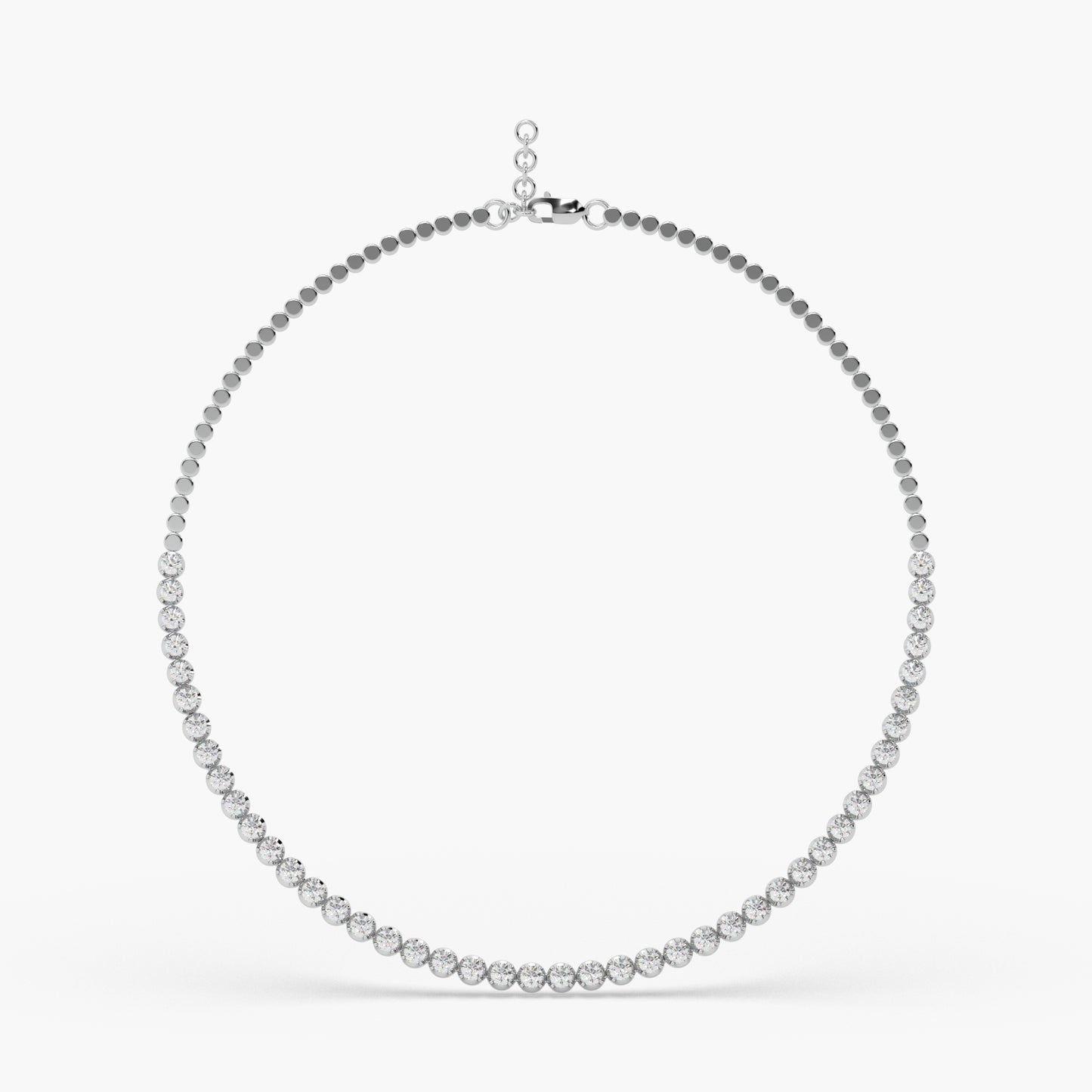 Guru Jewel's Round Solitaire Diamond Studded Fascinating Silver String Necklace For Her