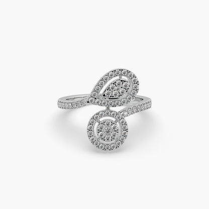 Guru Jewel's Round Diamond Studded Elegant Silver Ring For Her