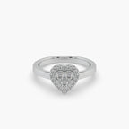 Guru Jewel's Round Diamond Studded Heart Shaped Silver Ring For Her