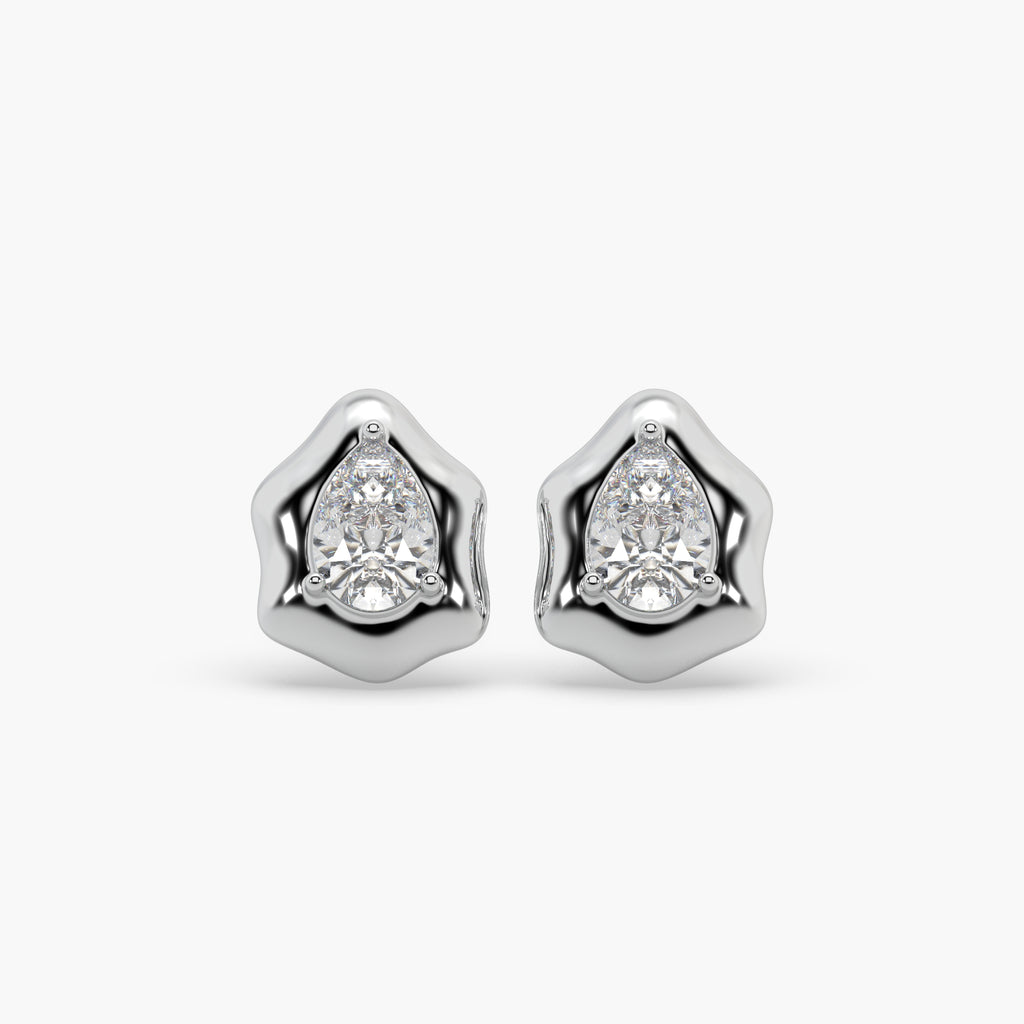 Guru Jewel's Attractive Fancy Pear Shape Diamond Studded Silver Earrings For Her