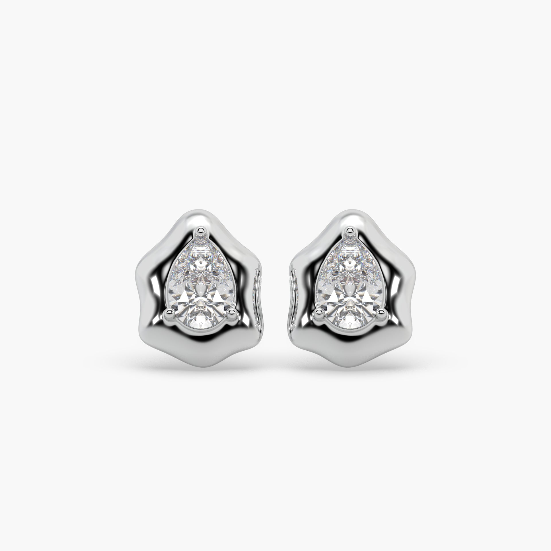 Guru Jewel's Attractive Fancy Pear Shape Diamond Studded Silver Earrings For Her