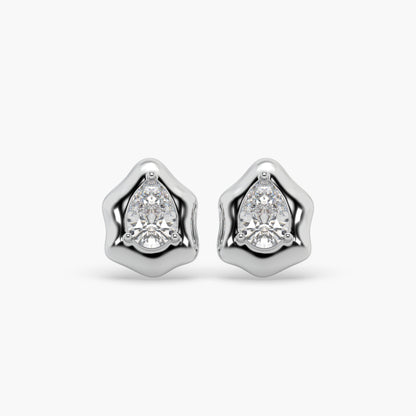 Guru Jewel's Attractive Fancy Pear Shape Diamond Studded Silver Earrings For Her