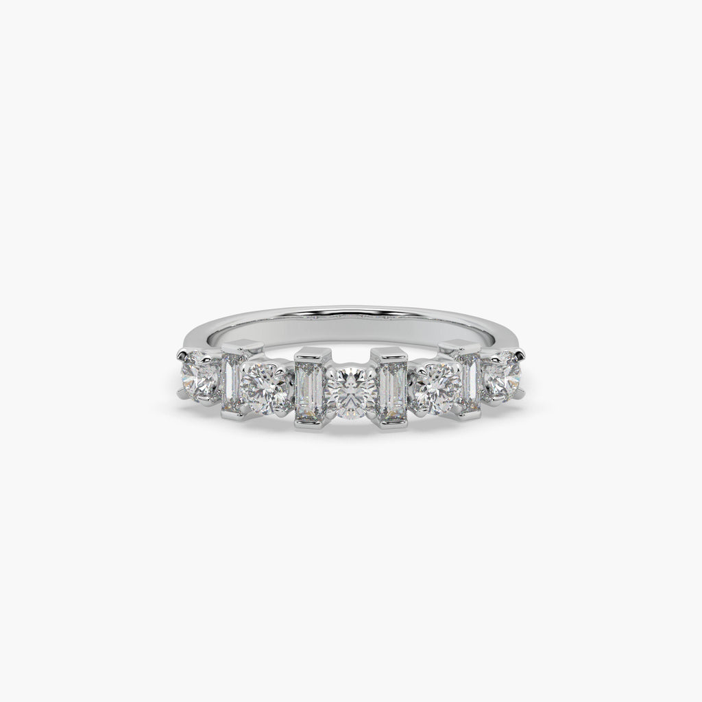 Guru Jewel's Bugget And Round Studded Silver Band Ring For Her