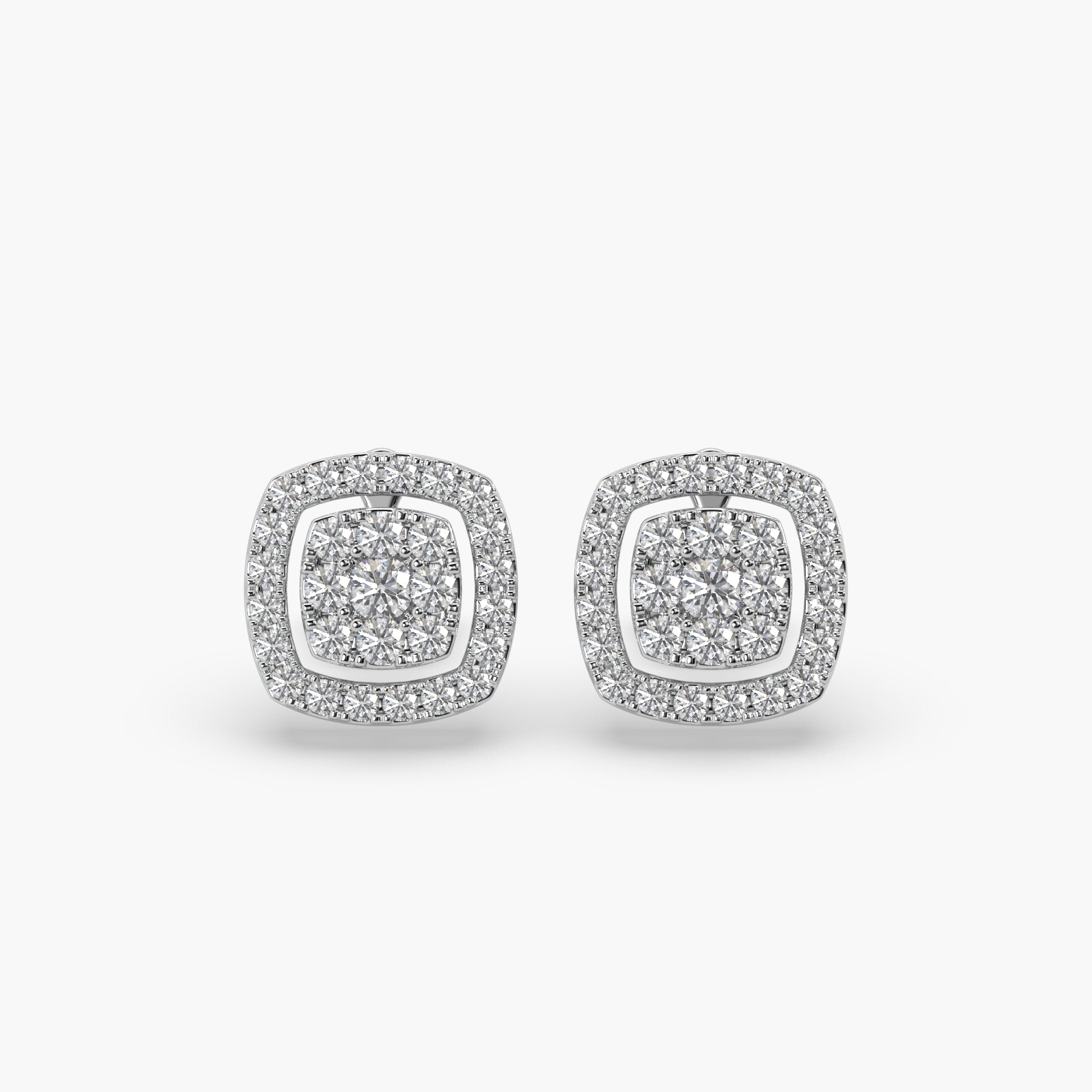Guru Jewel's Round Diamond Studded Exclusive Square Shaped Silver Earrings For Her