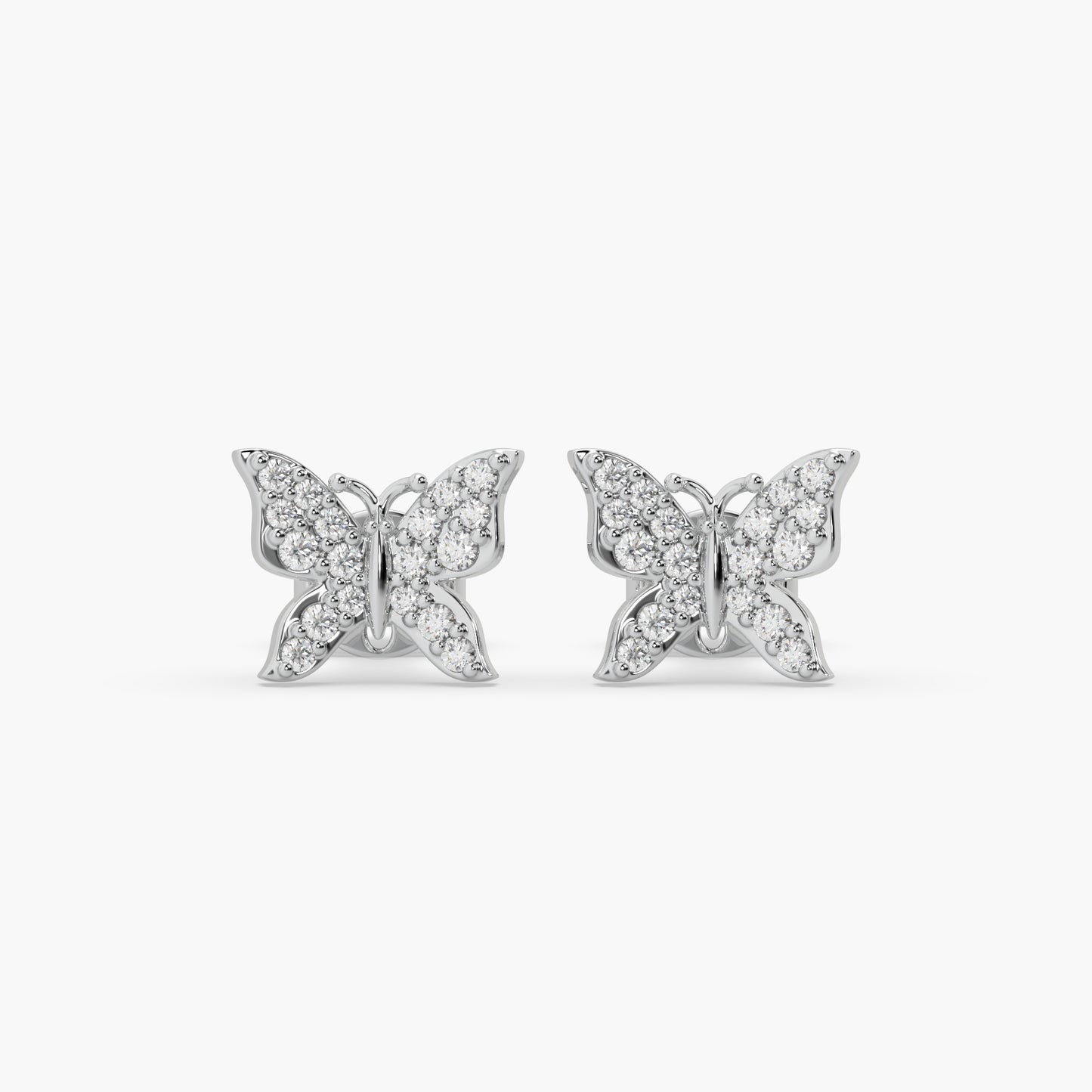 Guru Jewel's Moissanite Studded Silver Butterfly Earings For Her