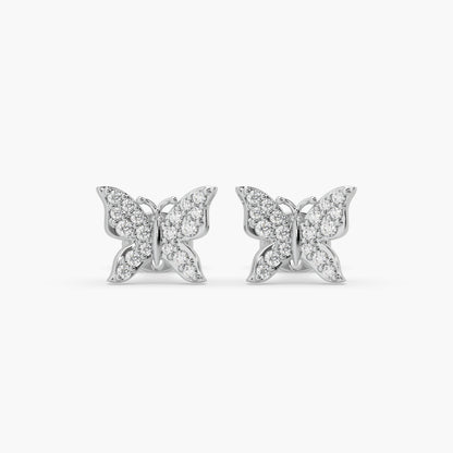Guru Jewel's Moissanite Studded Silver Butterfly Earings For Her