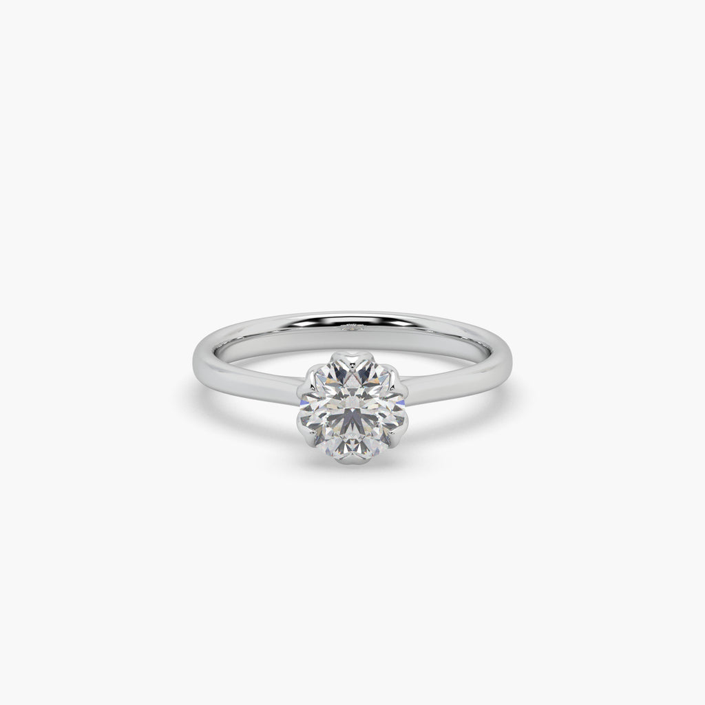 Guru Jewel's Round Solitaire Diamond Studded Silver Ring For Her