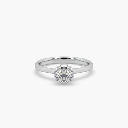 Guru Jewel's Round Solitaire Diamond Studded Silver Ring For Her
