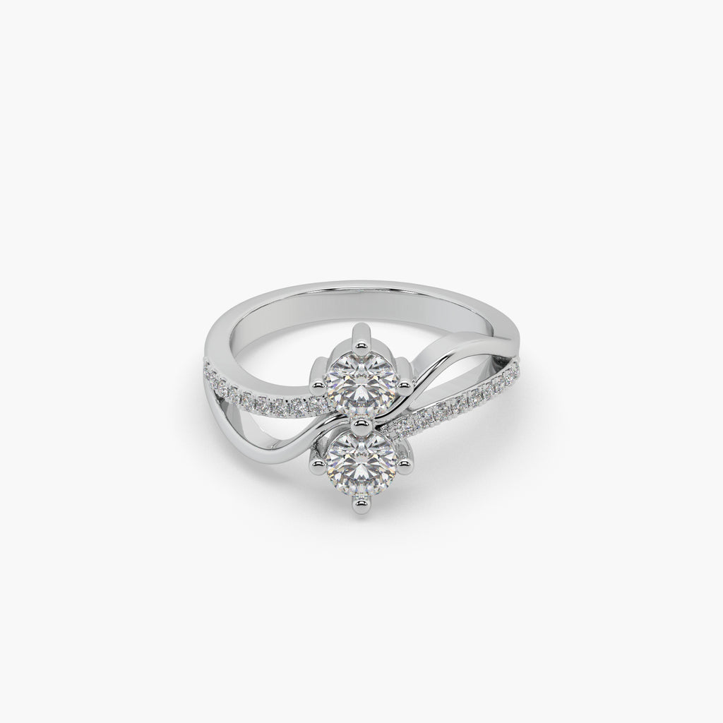 Guru Jewel's Round Diamond Studded Captivating Silver Ring For Her