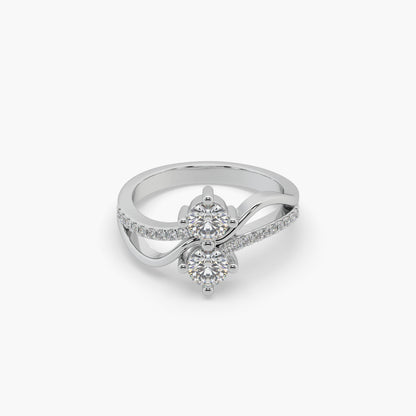 Guru Jewel's Round Diamond Studded Captivating Silver Ring For Her