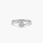 Guru Jewel's Round Solitaire Studded Engagement Silver Ring For Her