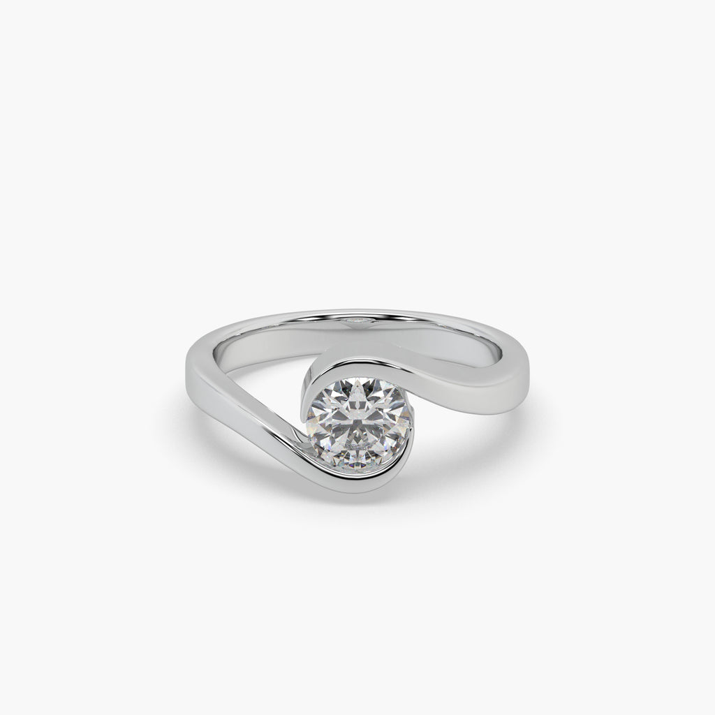 Guru Jewel's Round Solitaire Studded Exclusive Silver Ring For Her