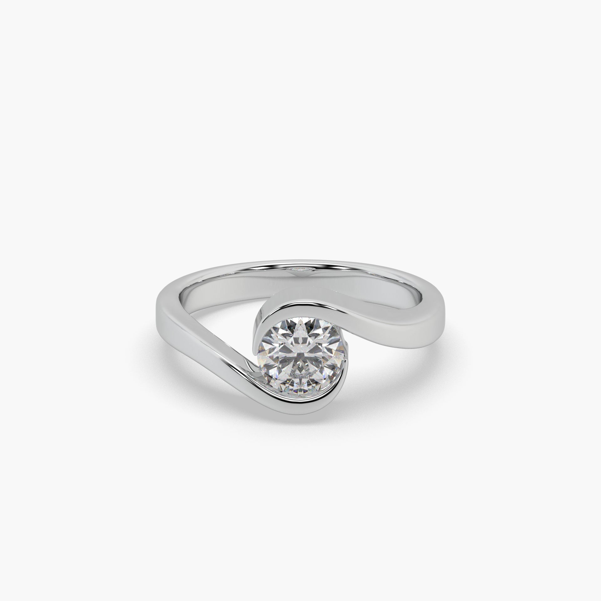 Guru Jewel's Round Solitaire Studded Exclusive Silver Ring For Her