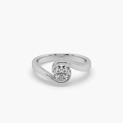 Guru Jewel's Round Solitaire Studded Exclusive Silver Ring For Her