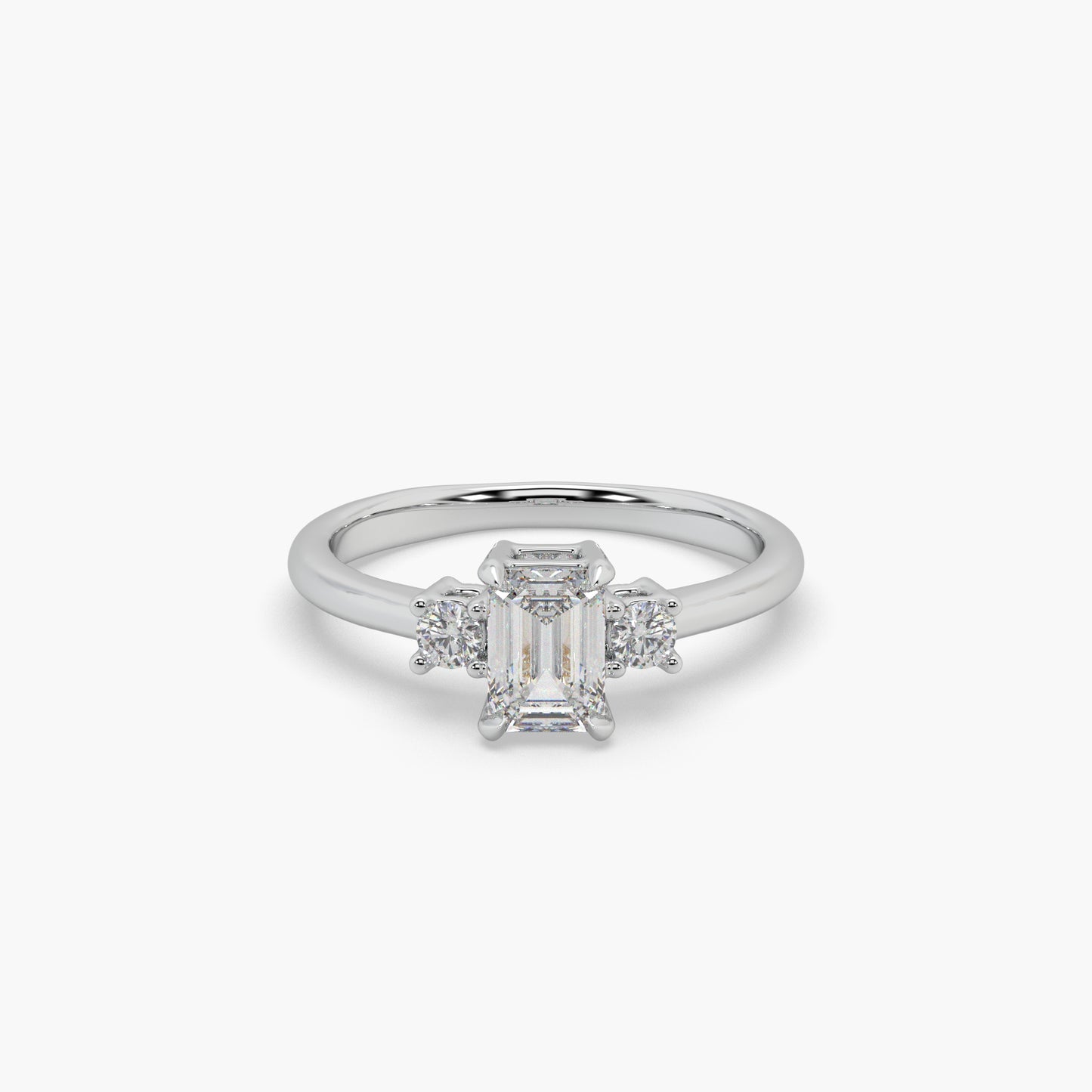 Guru Jewel's Emerald And Round Diamond Studded Impressive Silver Ring For Her