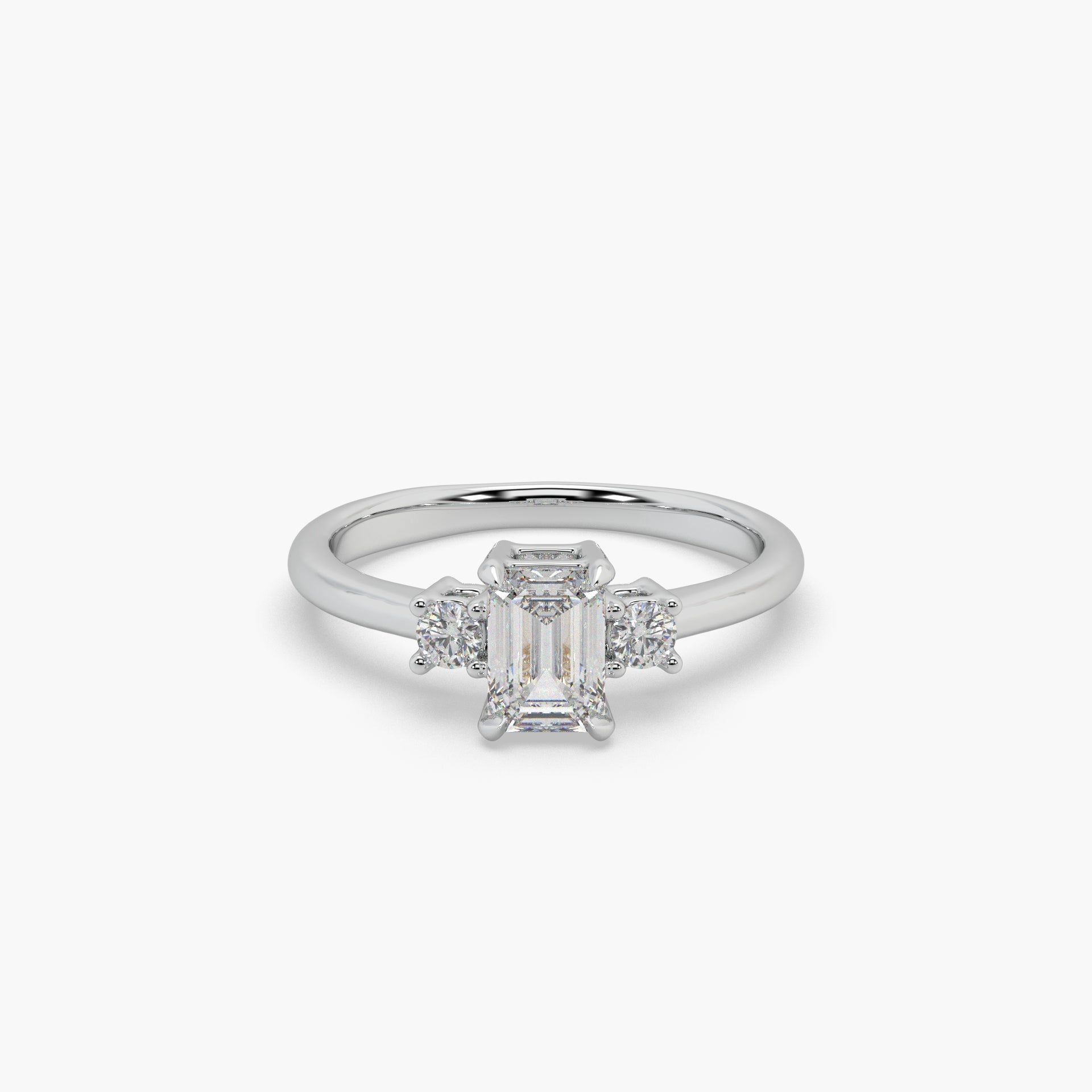 Guru Jewel's Emerald And Round Diamond Studded Impressive Silver Ring For Her