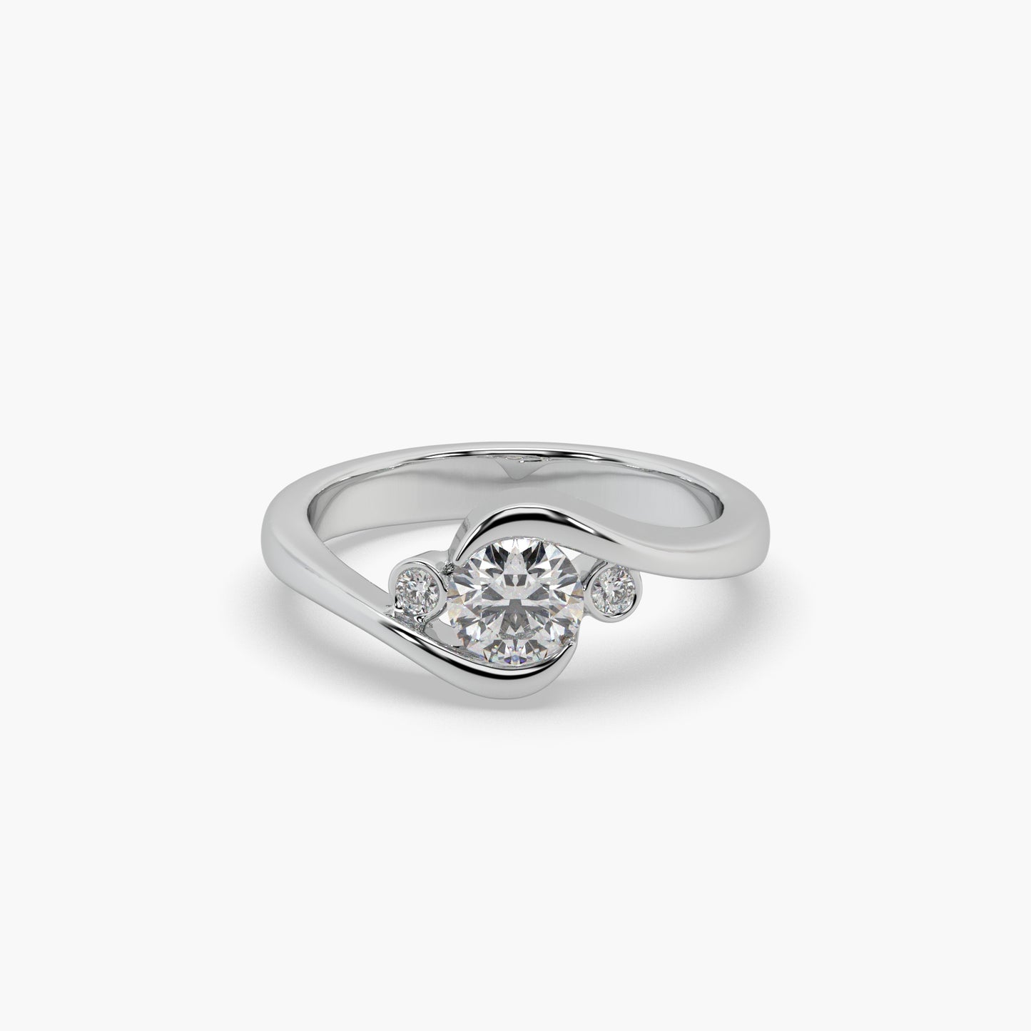 Guru Jewel's Fascinating Round Diamond Studded Silver Ring For Her