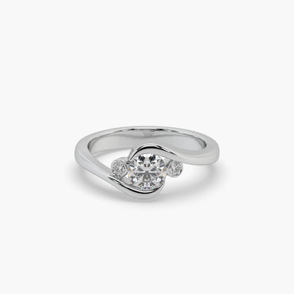 Guru Jewel's Fascinating Round Diamond Studded Silver Ring For Her