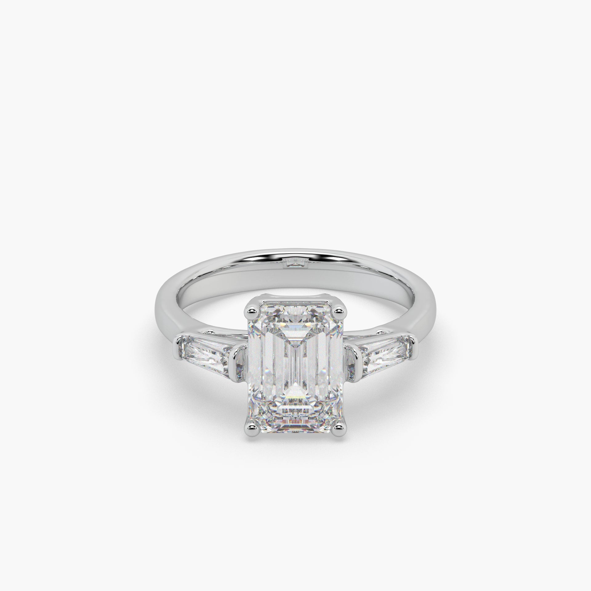 Guru Jewel's Fancy Shaped Emerald And Bugget Diamond Studded Silver Ring For Her