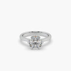 Guru Jewel's Round Solitaire Diamond Studded Exclusive Engagement Silver Sing For Her