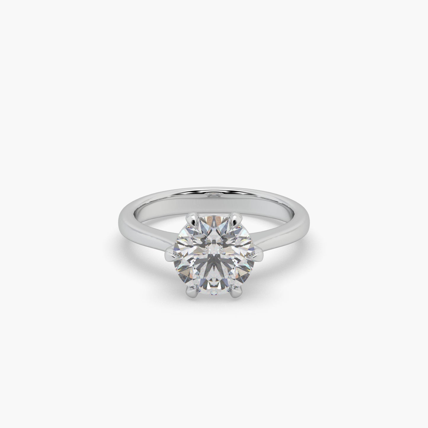 Guru Jewel's Round Solitaire Diamond Studded Exclusive Engagement Silver Ring For Her