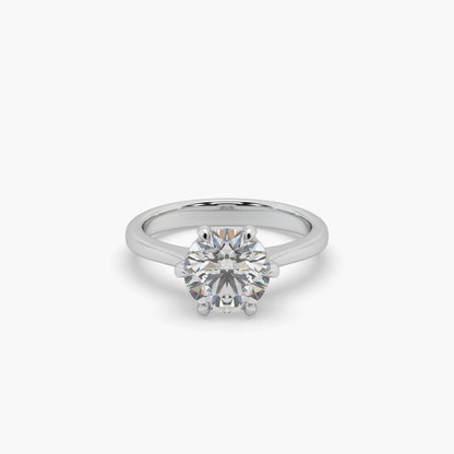 Guru Jewel's Round Solitaire Diamond Studded Exclusive Engagement Silver Ring For Her