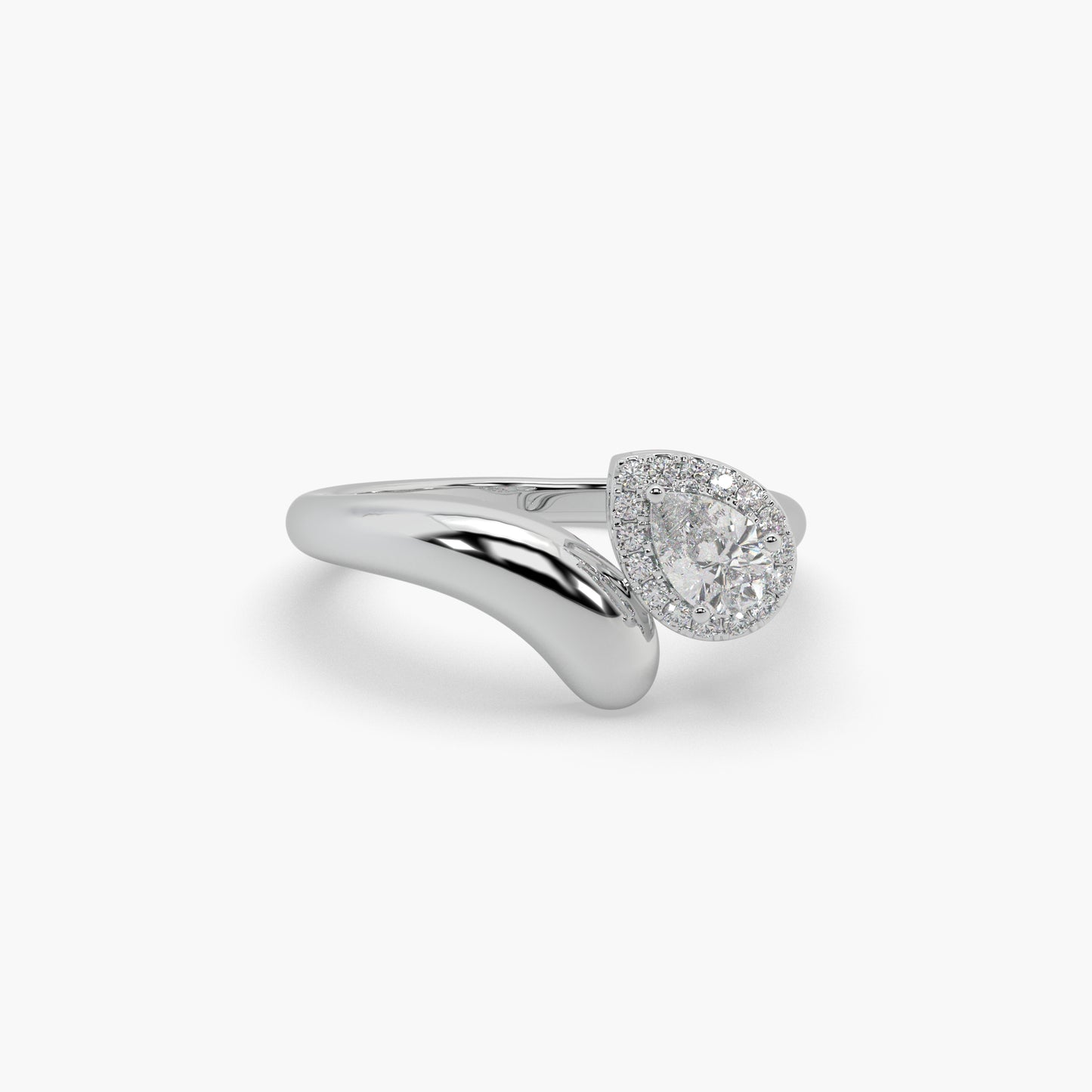 Guru Jewel's Fascinating Fancy Pear And Round Diamond Studded Silver Ring For Her