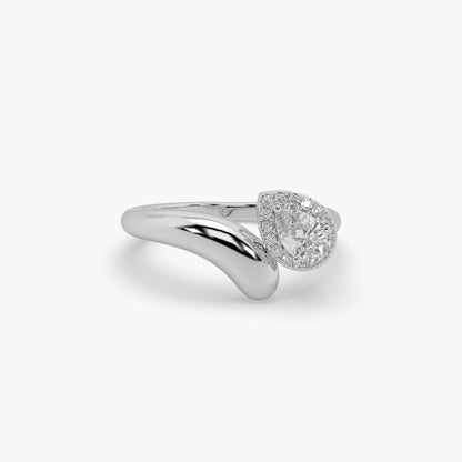 Guru Jewel's Fascinating Fancy Pear And Round Diamond Studded Silver Ring For Her