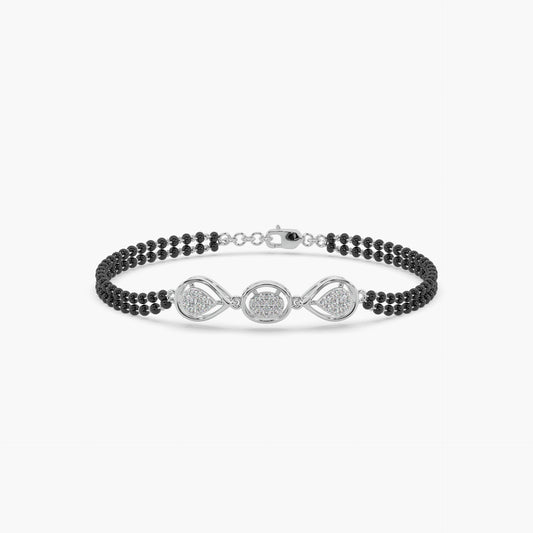 Guru Jewel's Diamond Studded Alluring Silver Mangalsutra Bracelet For Her